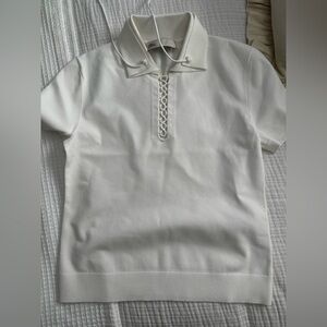 Tory Burch laced polo top white size small